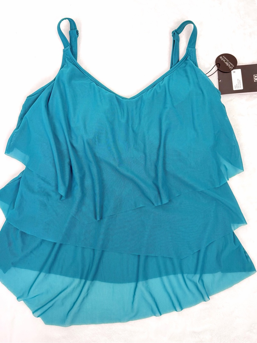 Coco Reef Tankini Top Sz 34 DD Bra Sized Teal Green Underwire Adjustable Straps